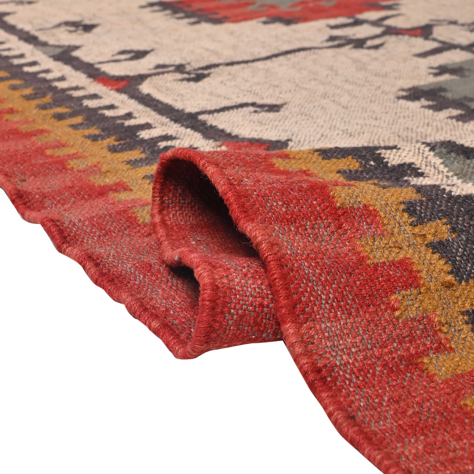 Handwoven Southwestern Kilim Area Rug - Handmade Wool Jute Tribal Rug