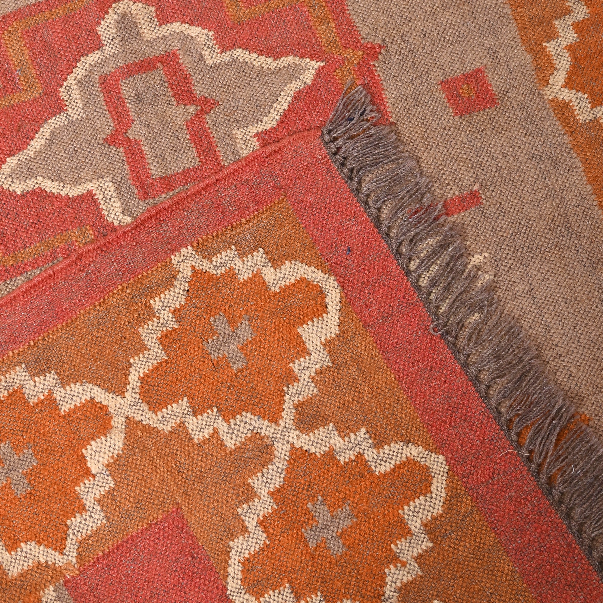 Handwoven Peach Kilim Area Rug Handmade wool Jute Boho Rug