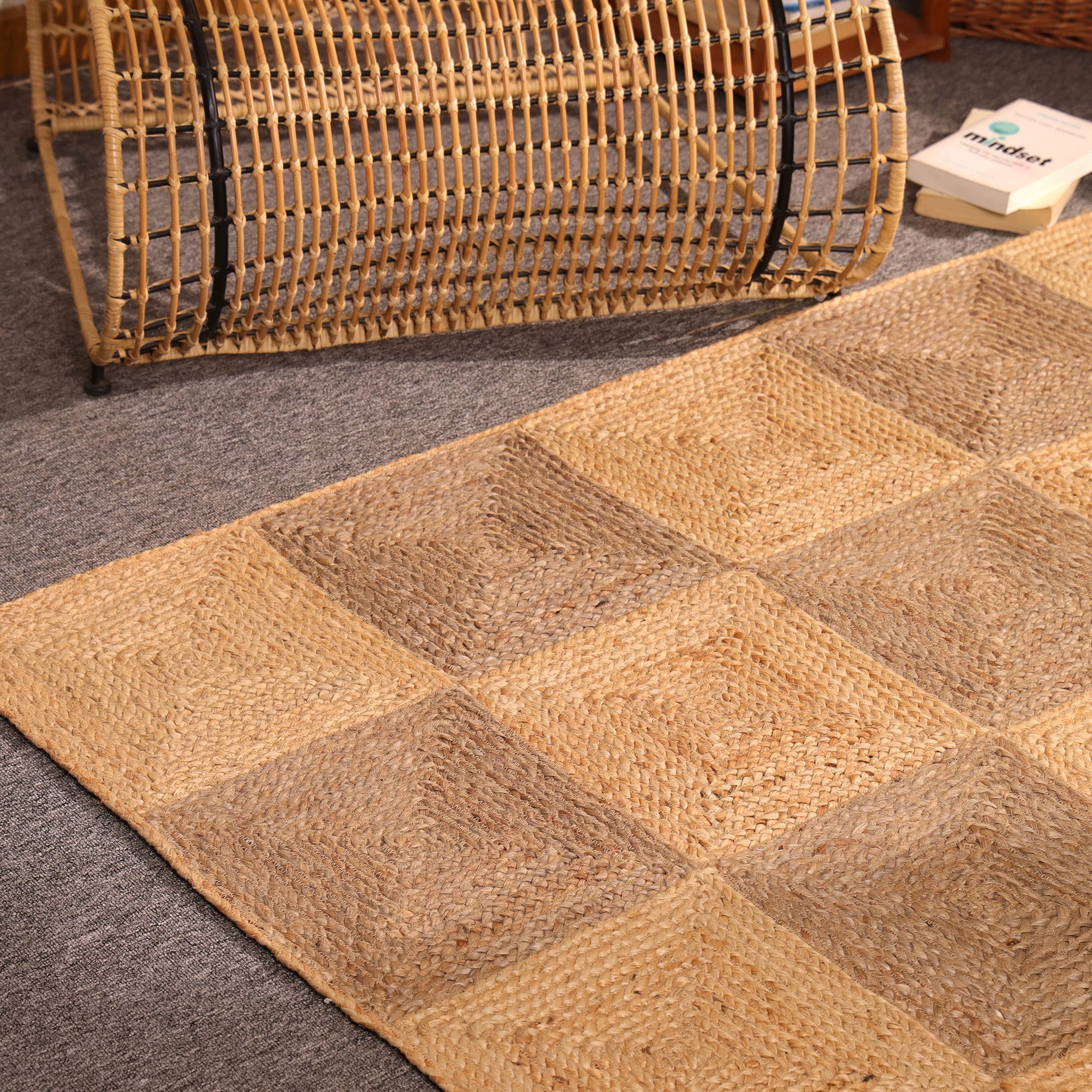 Handwoven Braided Jute Rug- Textured Natural Fiber Area Rug