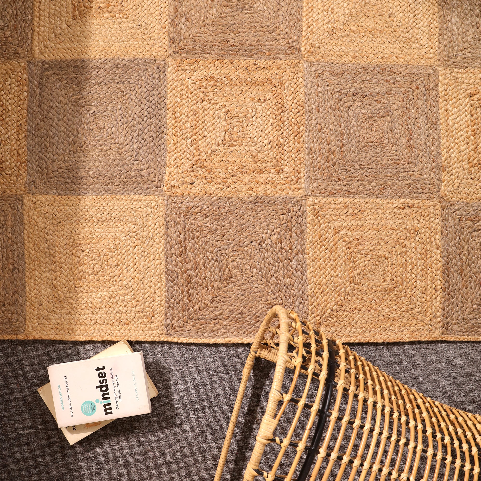 Handwoven Braided Jute Rug- Textured Natural Fiber Area Rug