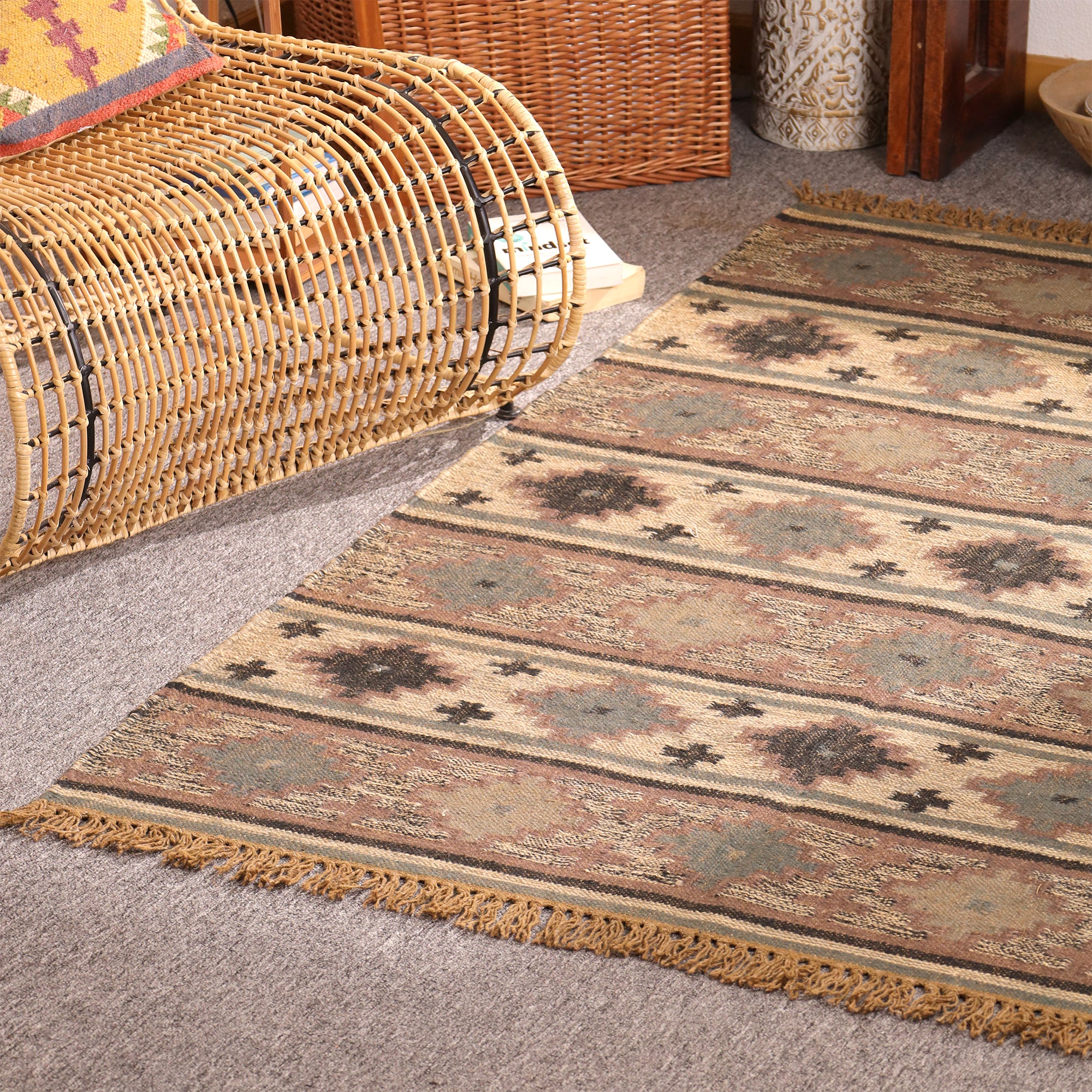 Handwoven Southwestern Kilim Area Rug Handmade Tribal Flatweave Rug
