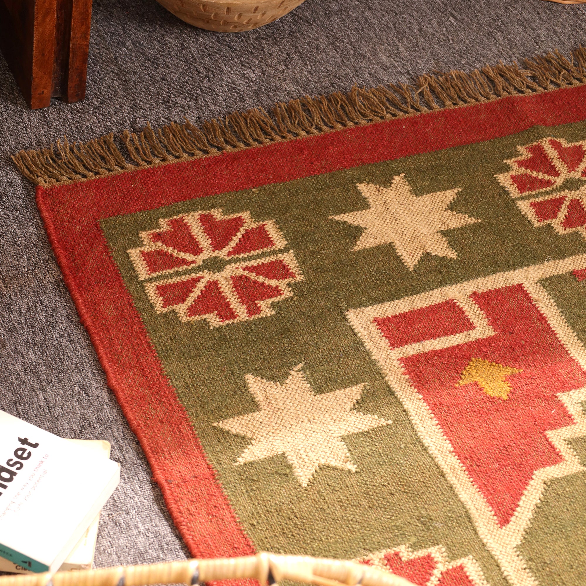 Handwoven Southwestern Kilim Rug – Handmade Tribal Wool Area Rug | Rustic Boho Geometric Flatweave Carpet