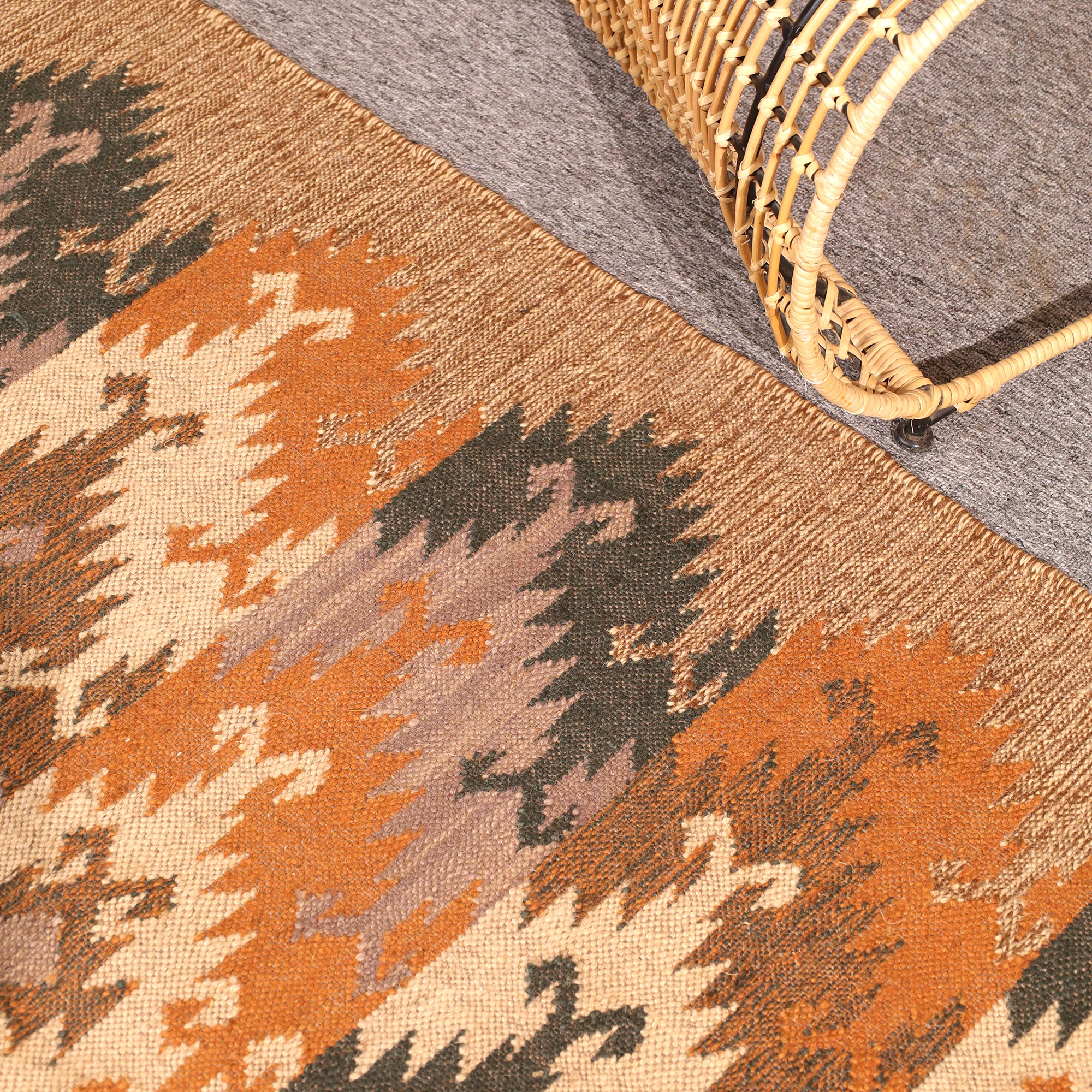 Handwoven Jute Kilim Rug Boho Tribal Area Rug Handmade