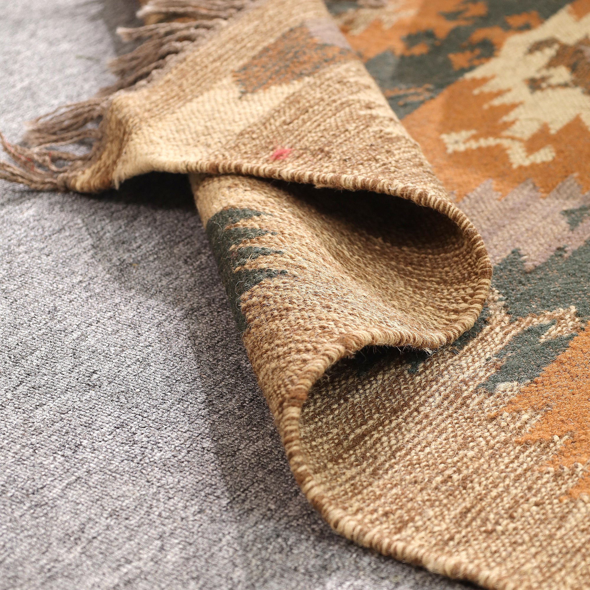 Boho Southwestern Geometric Area Rug | Rustic Woven Carpet with Fringe for Living Room & Bedroom