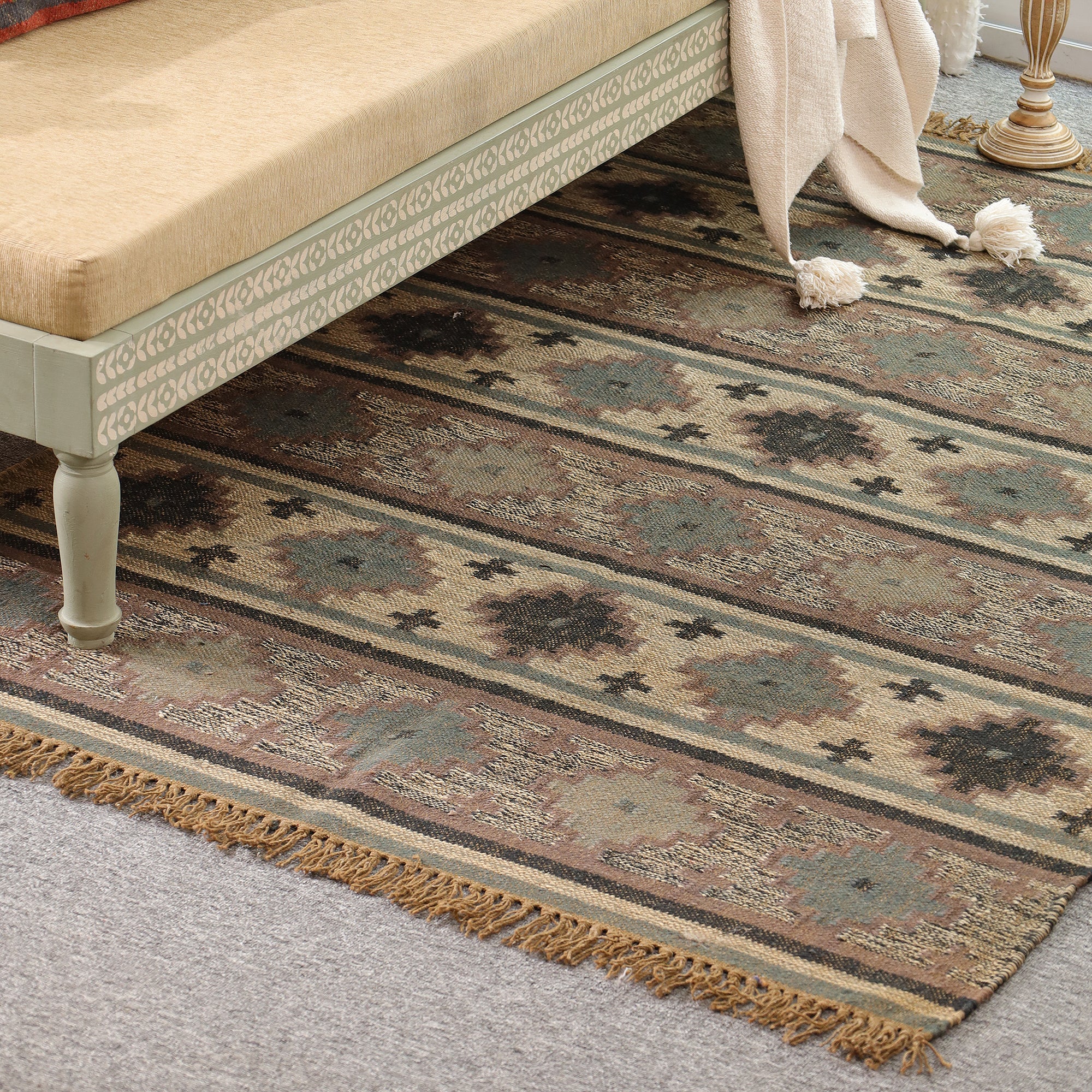Boho Tribal Area Rug – Vintage Southwestern Indoor Floor Carpet for Living Room, Bedroom & Office