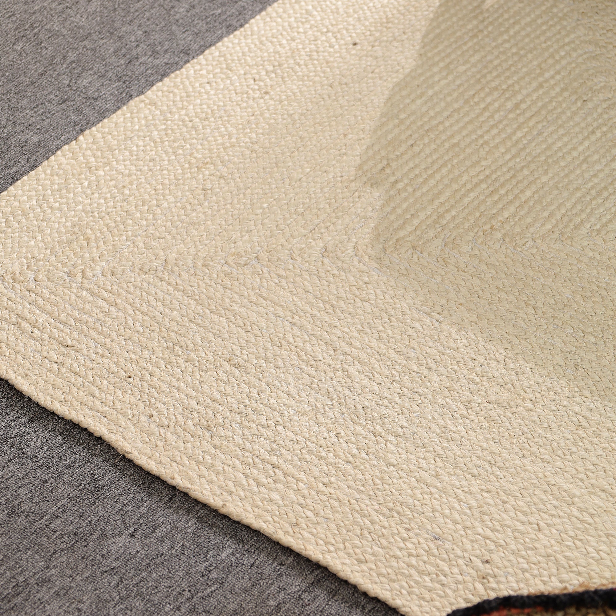 Handwoven Natural Ivory Jute & Cotton Area Rug | Minimalist Boho Floor Carpet