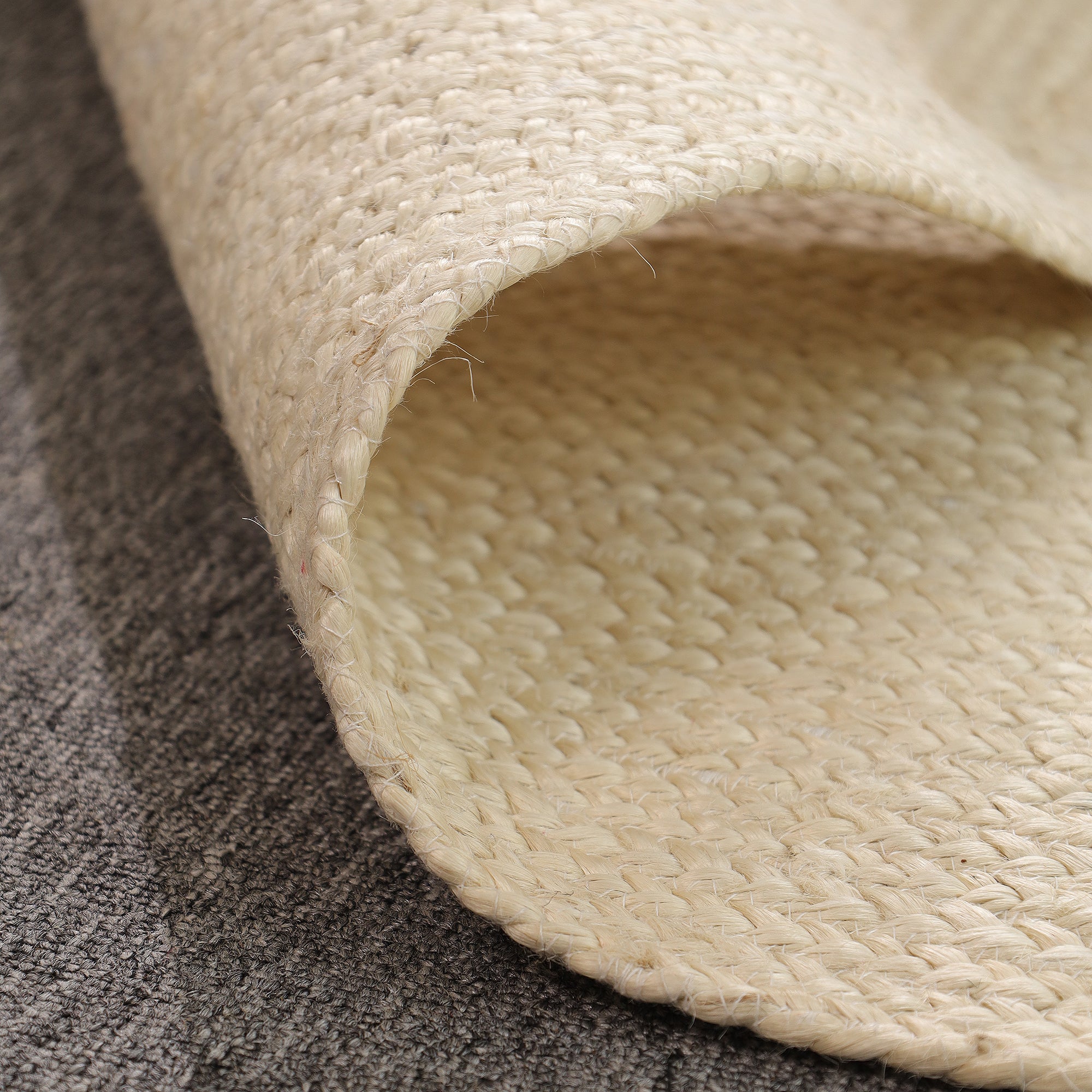 Handwoven Natural Ivory Jute & Cotton Area Rug | Minimalist Boho Floor Carpet