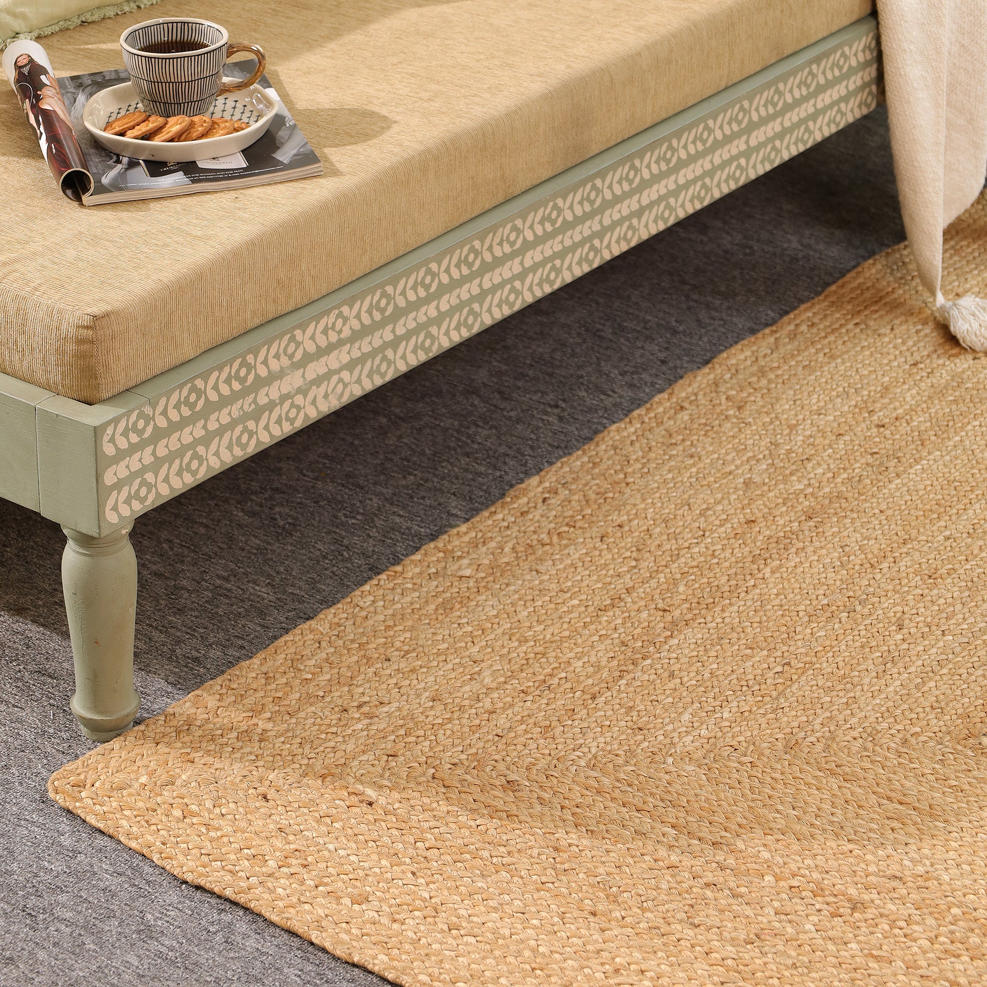 Handwoven Natural Jute Area Rug | Eco-Friendly Braided Farmhouse Living Room