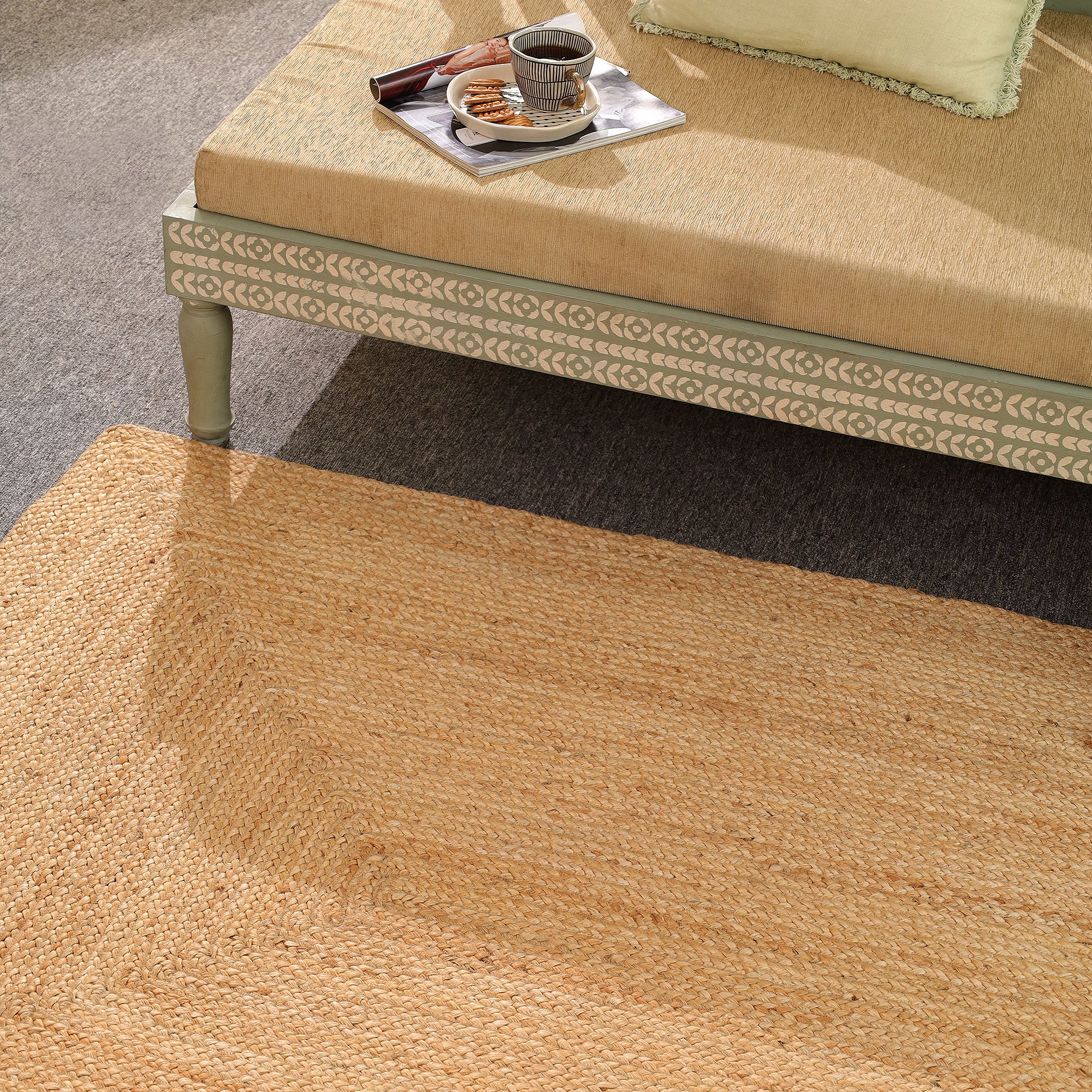 Handwoven Natural Jute Area Rug | Eco-Friendly Braided Farmhouse Living Room
