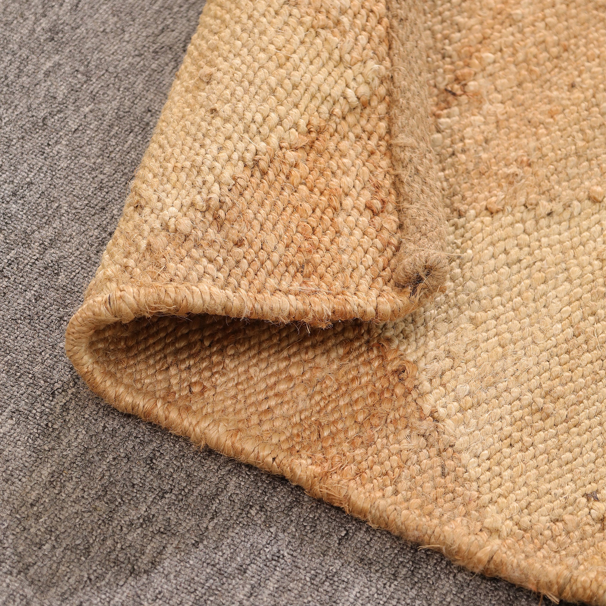 Handmade Geometric Jute Area Rug Natural Woven Boho Rug Eco-Friendly Living Room
