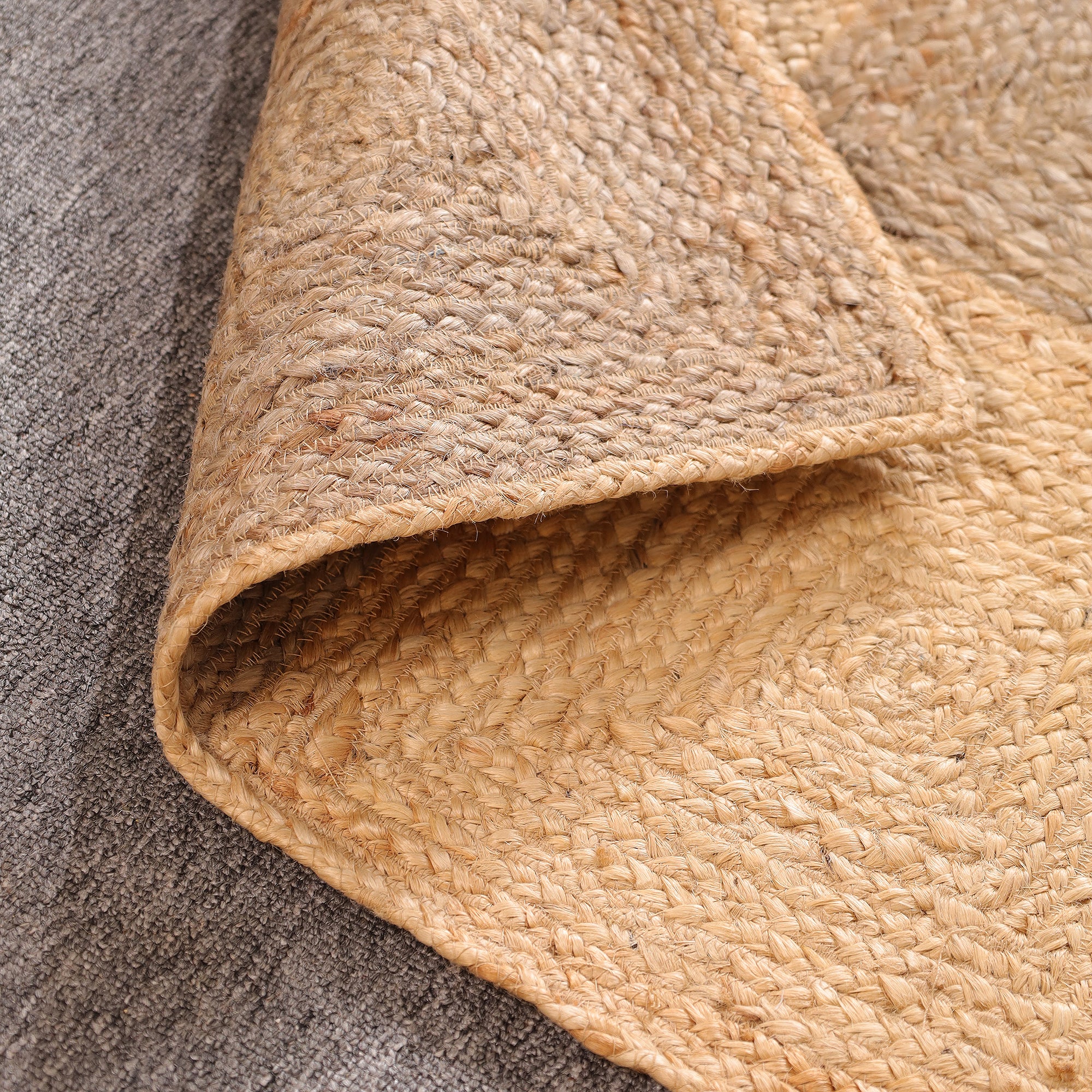 Handwoven Natural Jute Checkered Area Rug Eco-Friendly Bogo Living Room