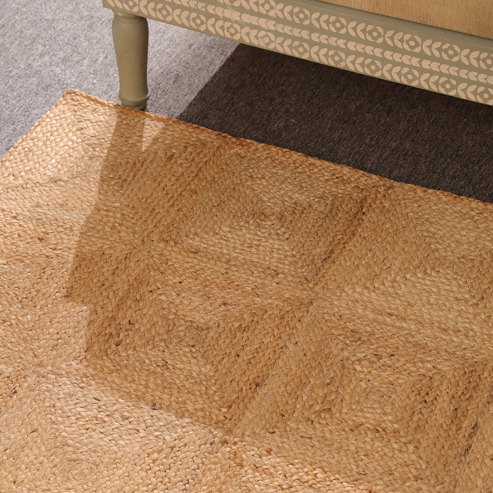 Handwoven Natural Jute Area Rug Eco-Friendly Braided Rug Handmade Rustic Farmhouse Living Room