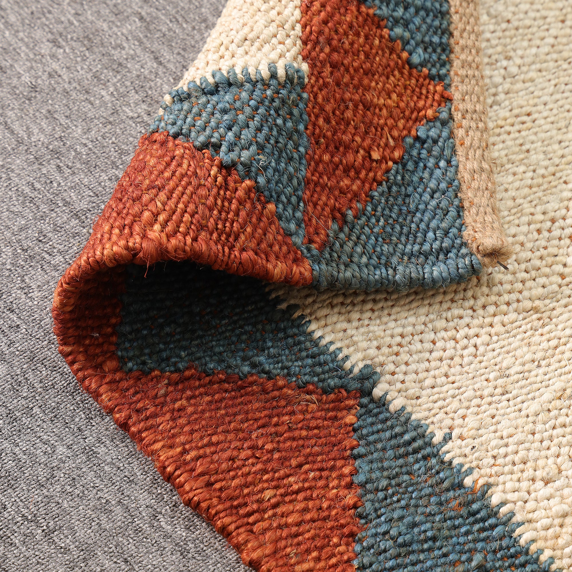 Handwoven Hemp Runner Rug Natural White Border Runner Boho Geometric Hallway & Kitchen Rug