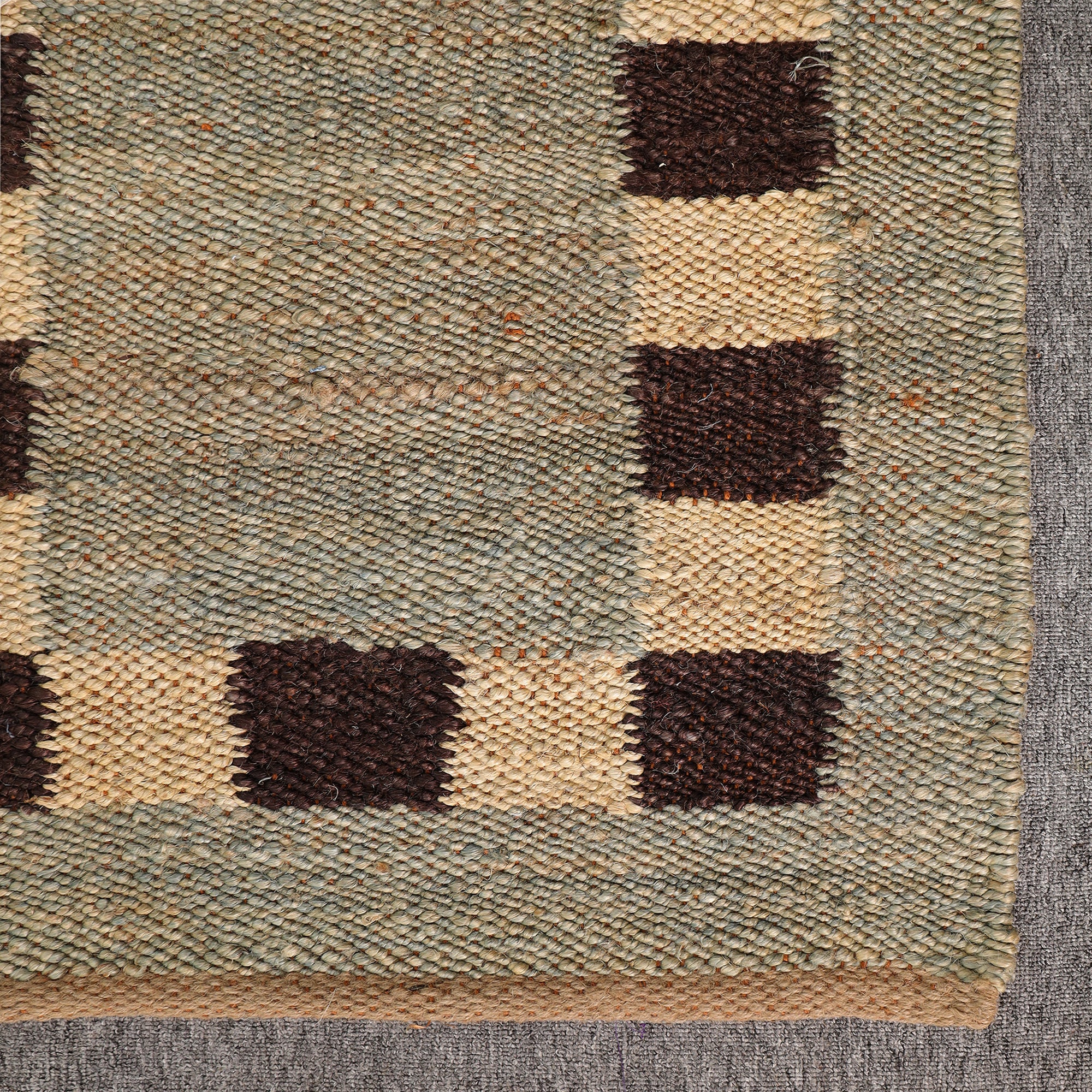 Handmade Natural Jute Runner Rug Modern Checkered Border Hallway Rug