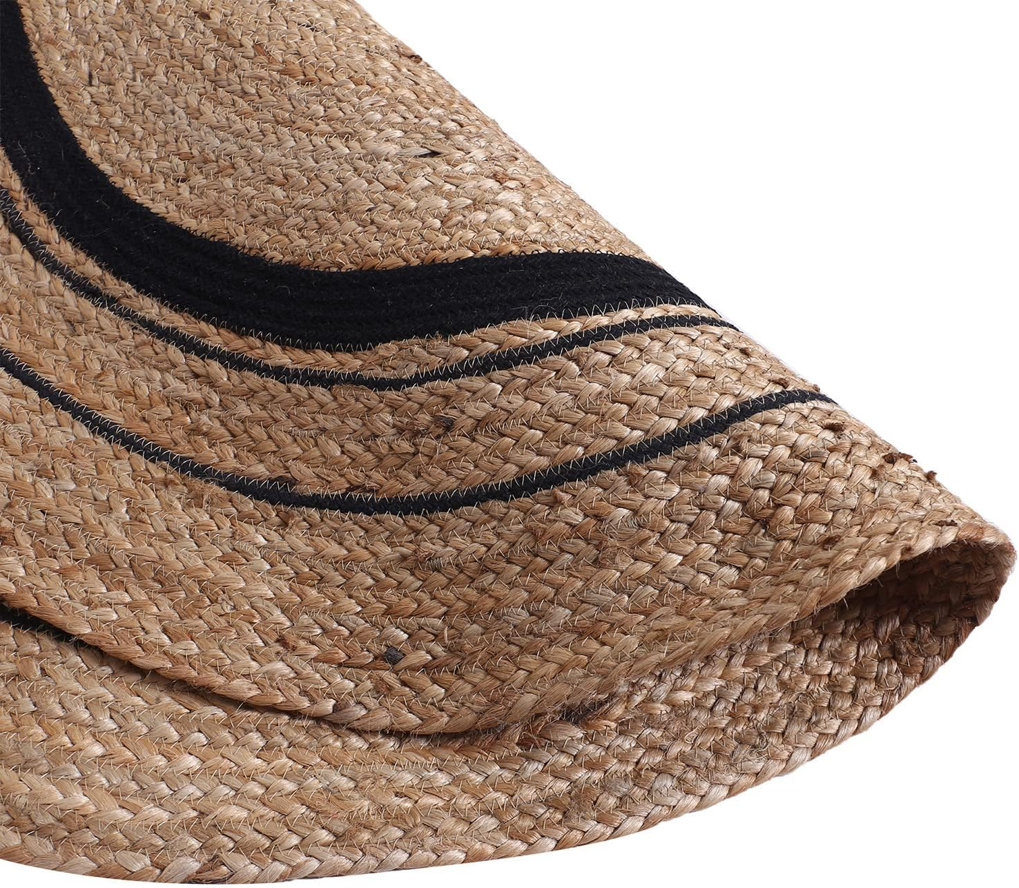 Black Jute Rug Natural Braided Area Rug Black and Tan Boho Rug Farmhouse Living Room Rug