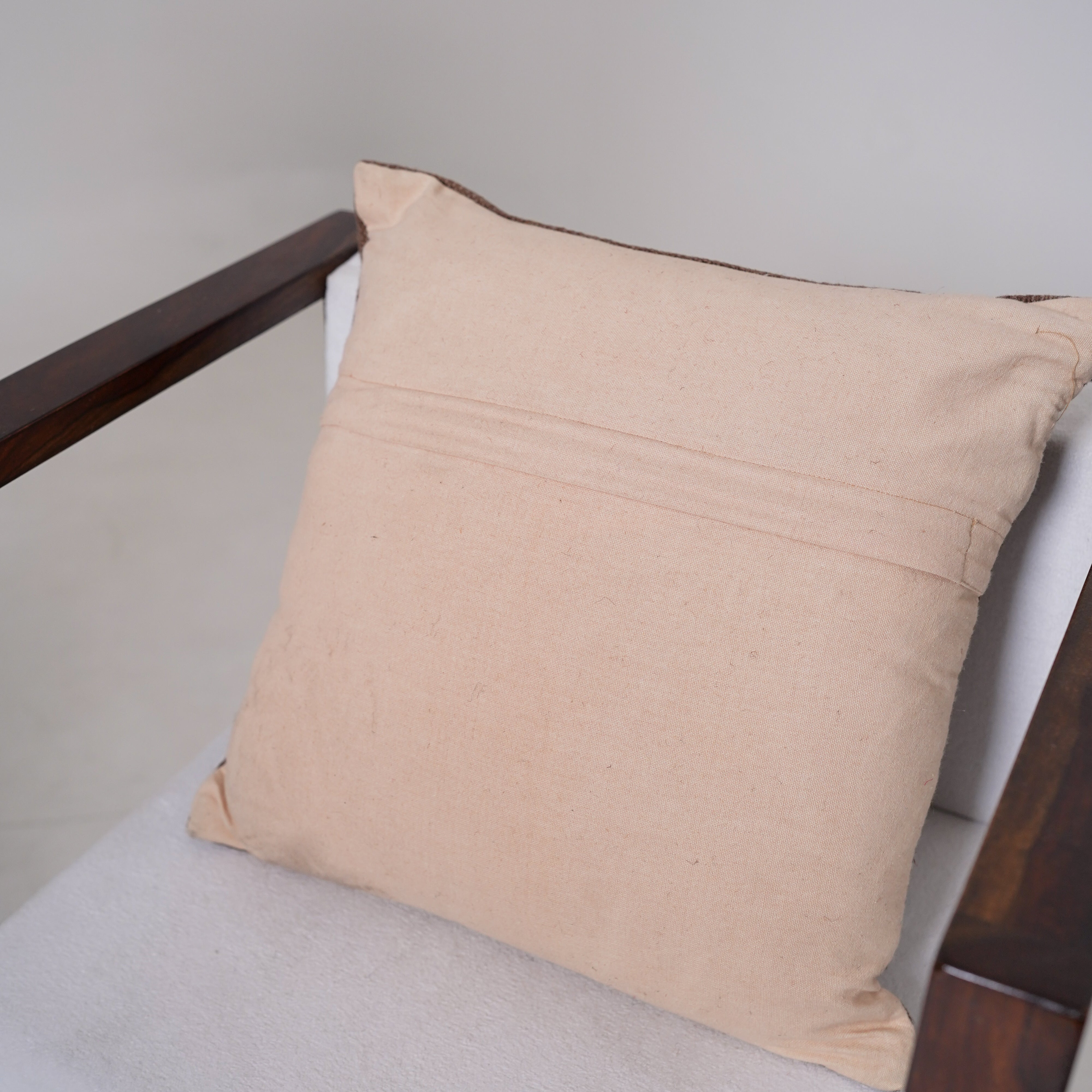 Handwoven Southwestern Kilim Cushion Cover Brown & Blue Tribal Cotton Throw Pillow