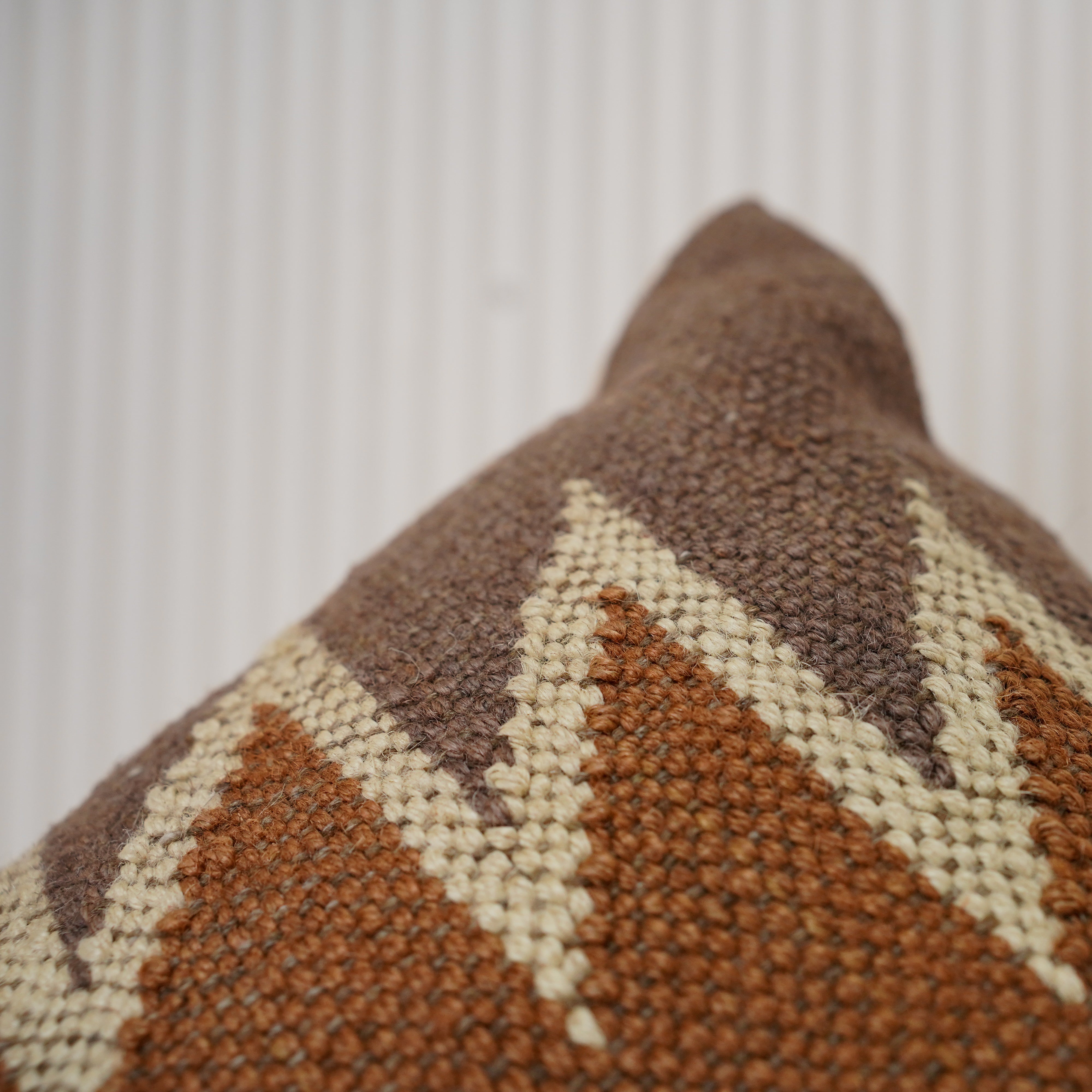 Handwoven Southwestern Kilim Cushion Cover Brown & Blue Tribal Cotton Throw Pillow