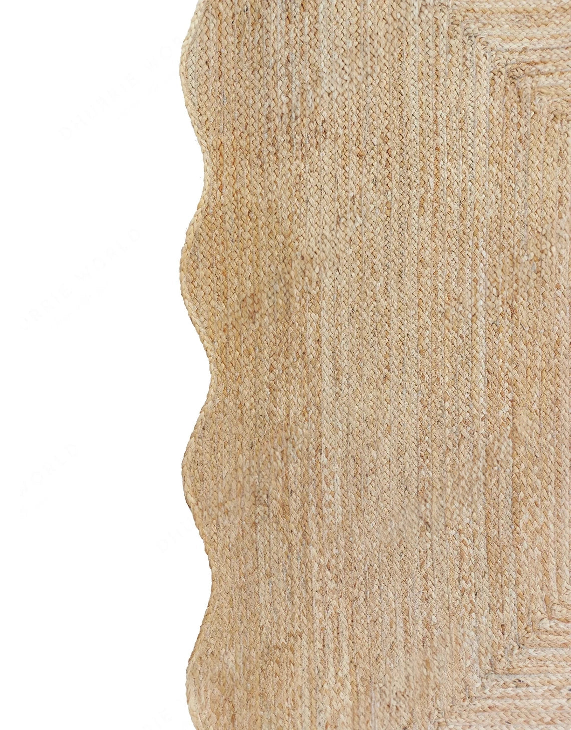 Handwoven Natural Jute Scalloped Rug Handmade Eco-Friendly Boho Area Rug