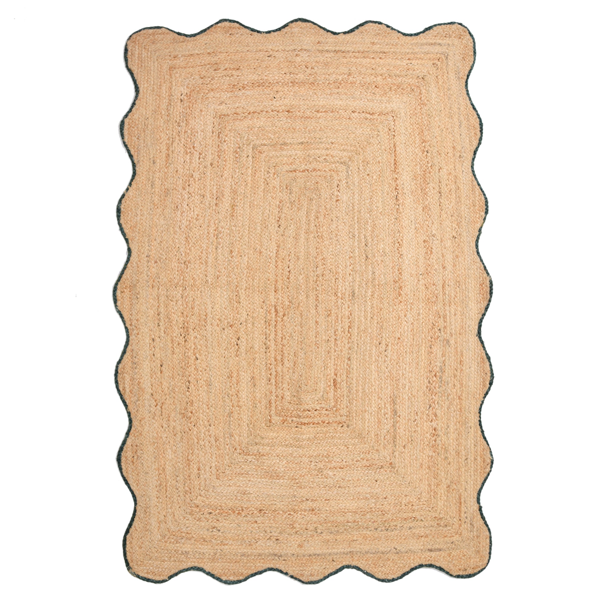 Natural Scalloped Jute Area Rug Handmade Braided Jute Rug