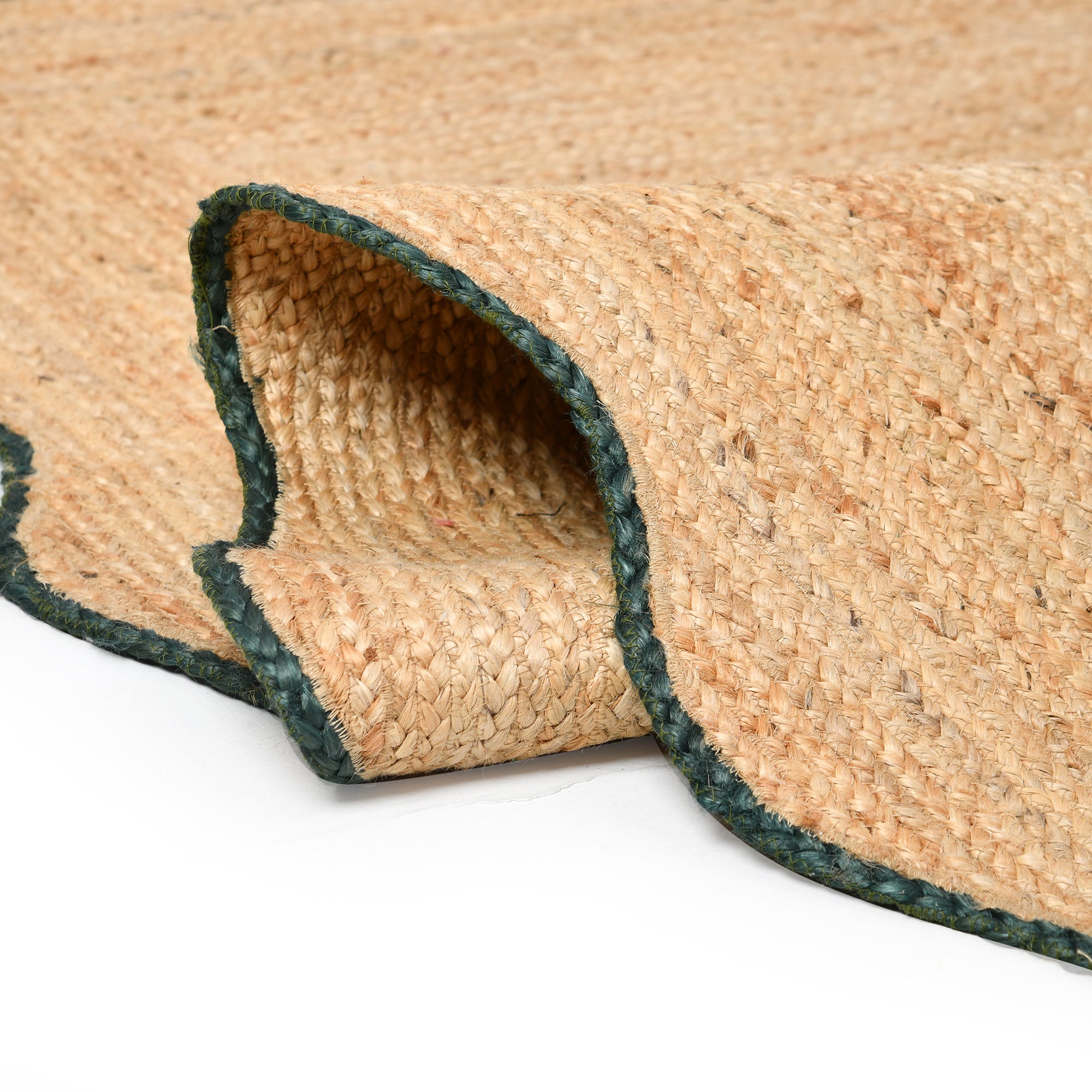 Natural Scalloped Jute Area Rug Handmade Braided Jute Rug