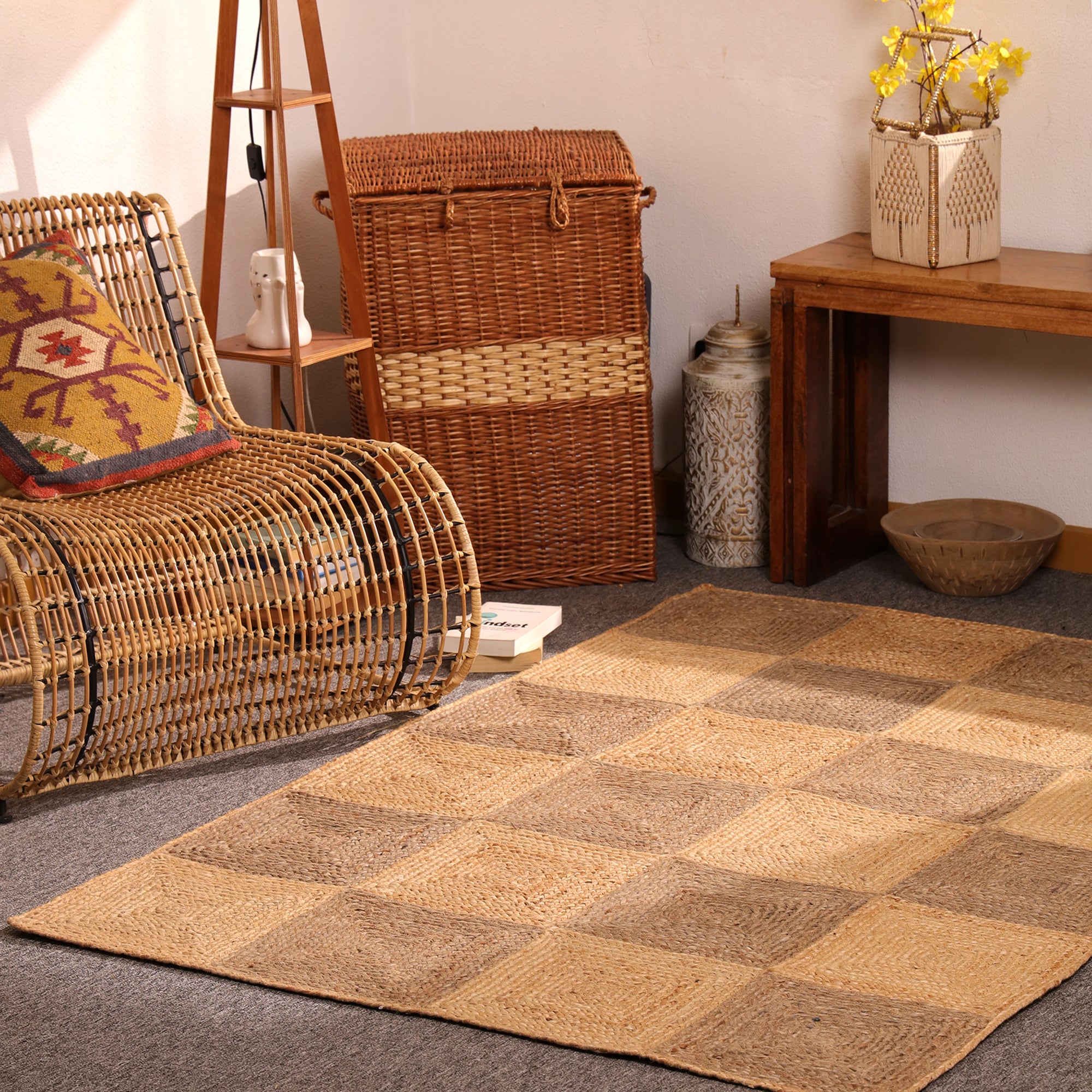 Handwoven Braided Jute Rug- Textured Natural Fiber Area Rug