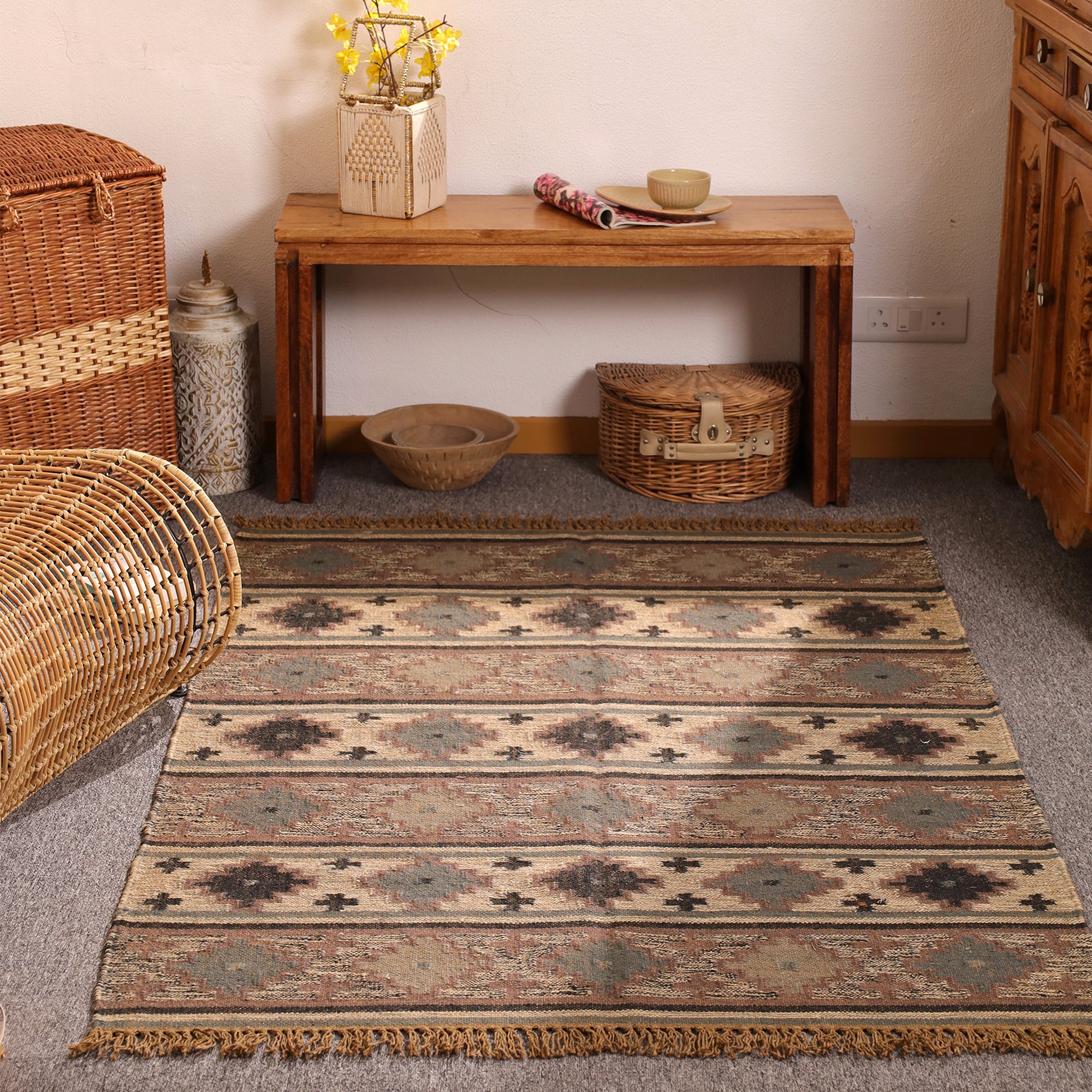 Handwoven Southwestern Kilim Area Rug Handmade Tribal Flatweave Rug