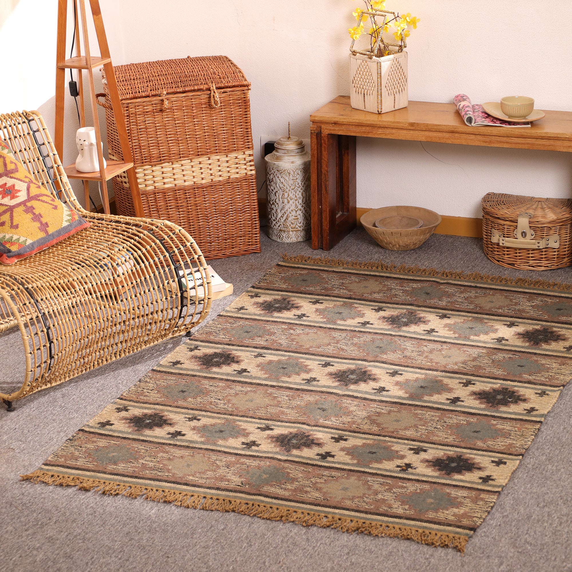 Handwoven Southwestern Kilim Area Rug Handmade Tribal Flatweave Rug