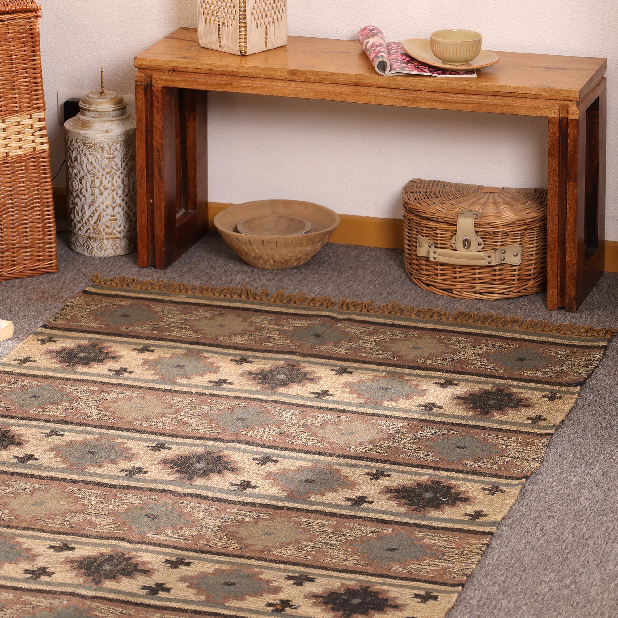 Handwoven Southwestern Kilim Area Rug Handmade Tribal Flatweave Rug