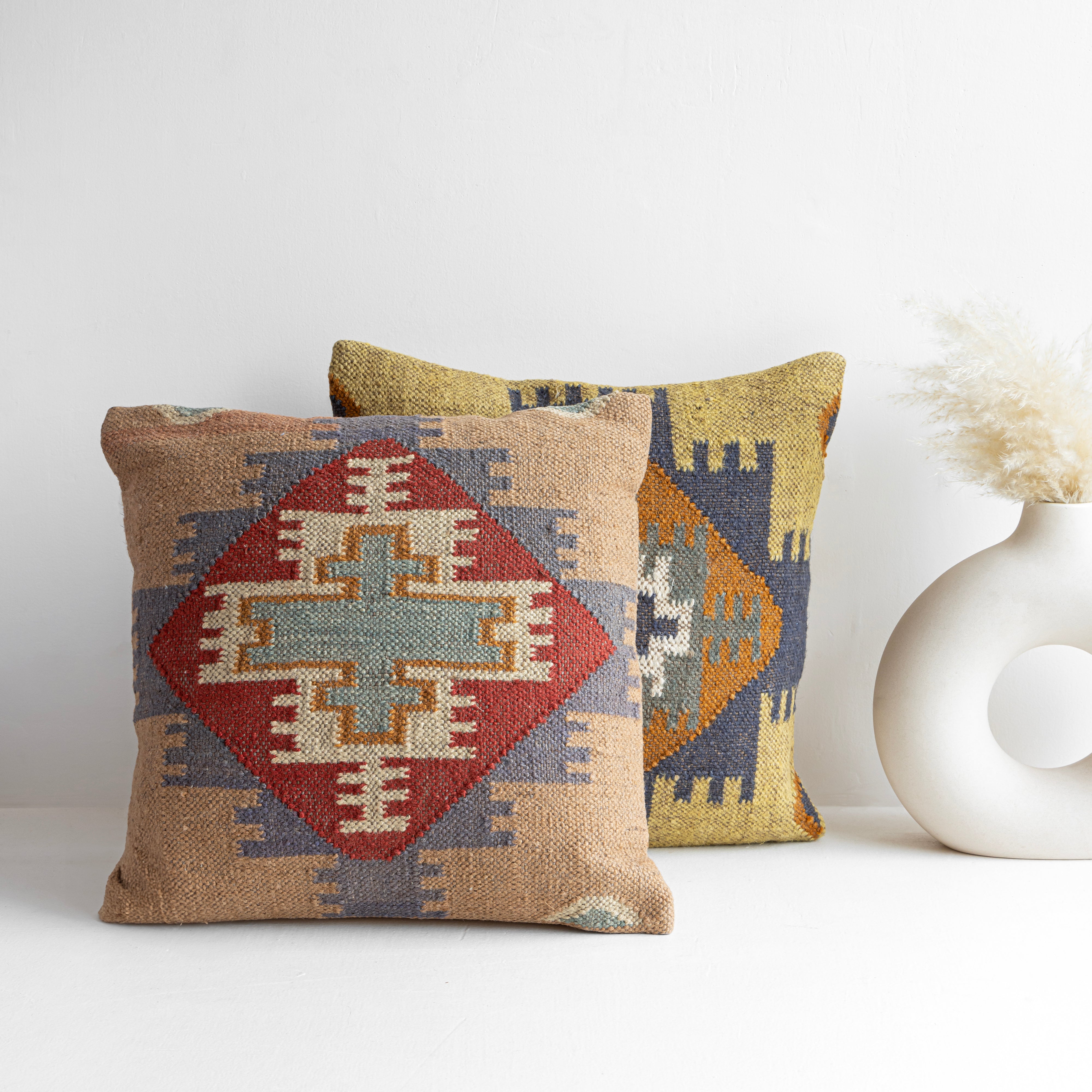 Handwoven Kilim Cushion Cover Boho Tribal Throw Pillow Cover