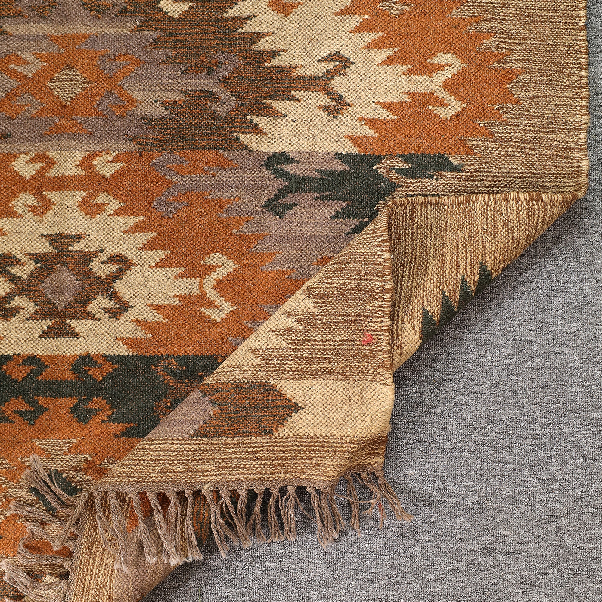 Boho Southwestern Geometric Area Rug | Rustic Woven Carpet with Fringe for Living Room & Bedroom