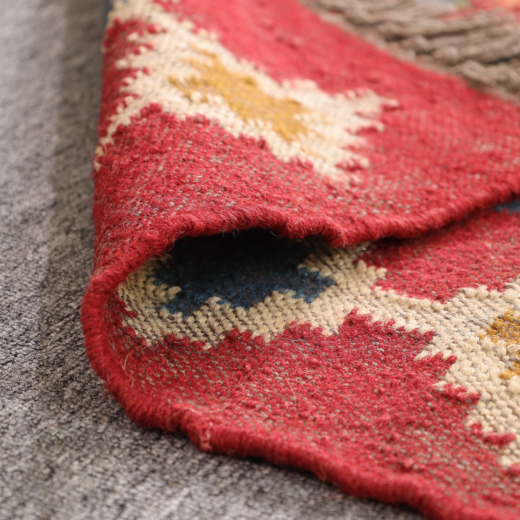 Colorful Boho Kilim Area Rug | Handmade Style Southwestern Geometric Rug for Living Room & Bedroom