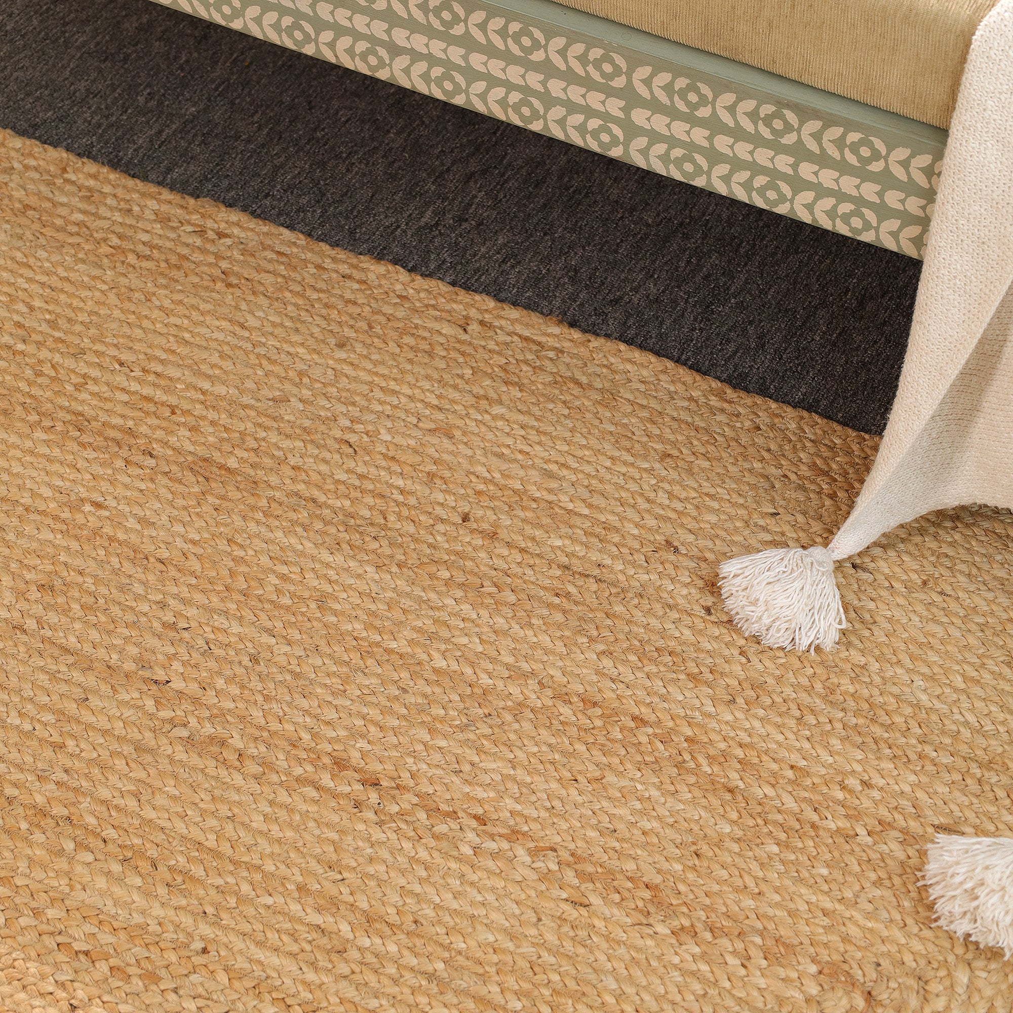 Handwoven Natural Jute Area Rug | Eco-Friendly Braided Farmhouse Living Room