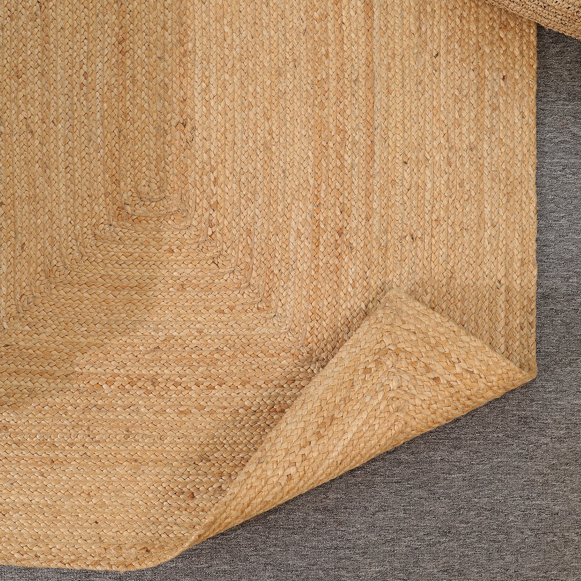 Handwoven Natural Jute Area Rug | Eco-Friendly Braided Farmhouse Living Room