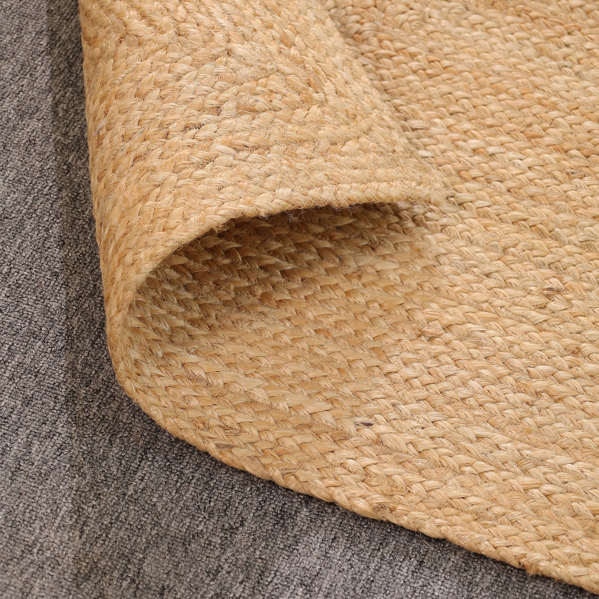Handwoven Natural Jute Area Rug | Eco-Friendly Braided Farmhouse Living Room