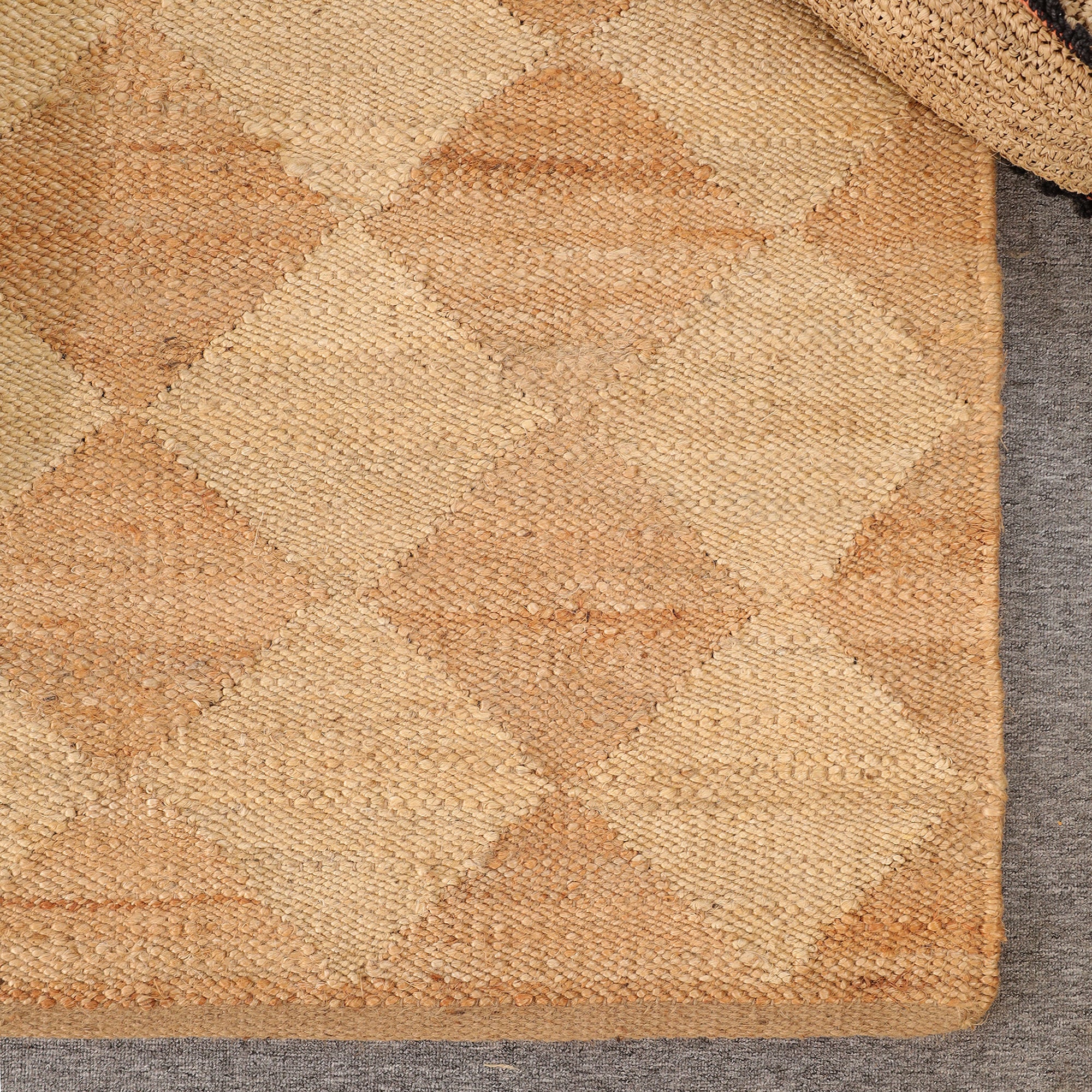 Handmade Geometric Jute  Area Rug Natural Woven Boho Rug Eco-Friendly Living Room